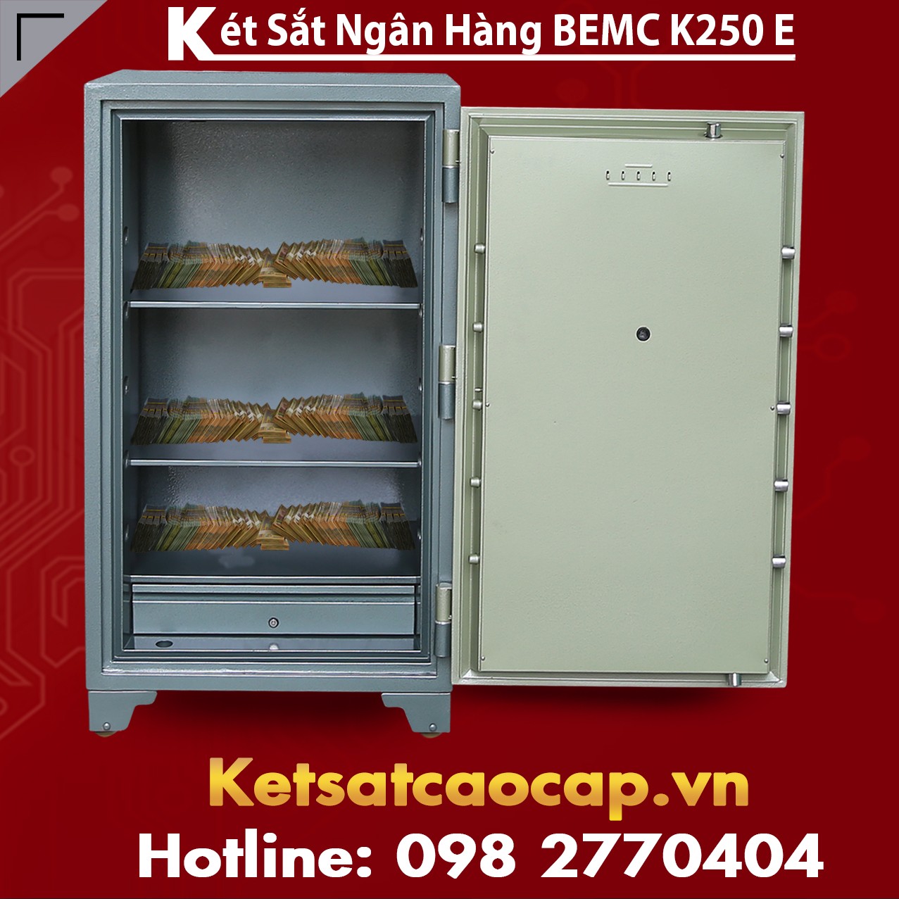 Két Bạc Ngân Hàng BEMC K250E Điện Tử Hàn Quốc Tiêu Chuẩn Cho Ngân Hàng